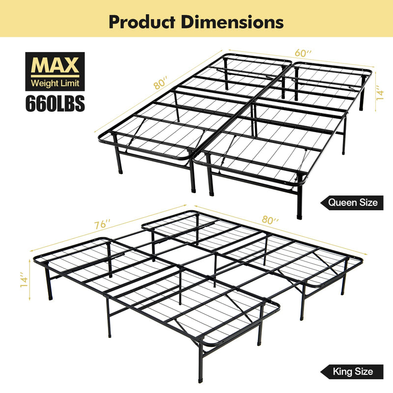 KOMFOTT 2-in-1 Foldable Guest Bed Base Mattress Foundation with 14-inch Clearance from Floor