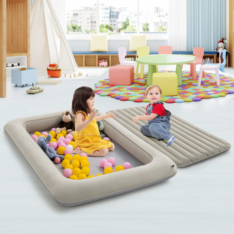 KOMFOTT Inflatable Toddler Travel Bed, Kids Blow Up Air Mattress with Sides, Includes Air Pump, Travel Bag