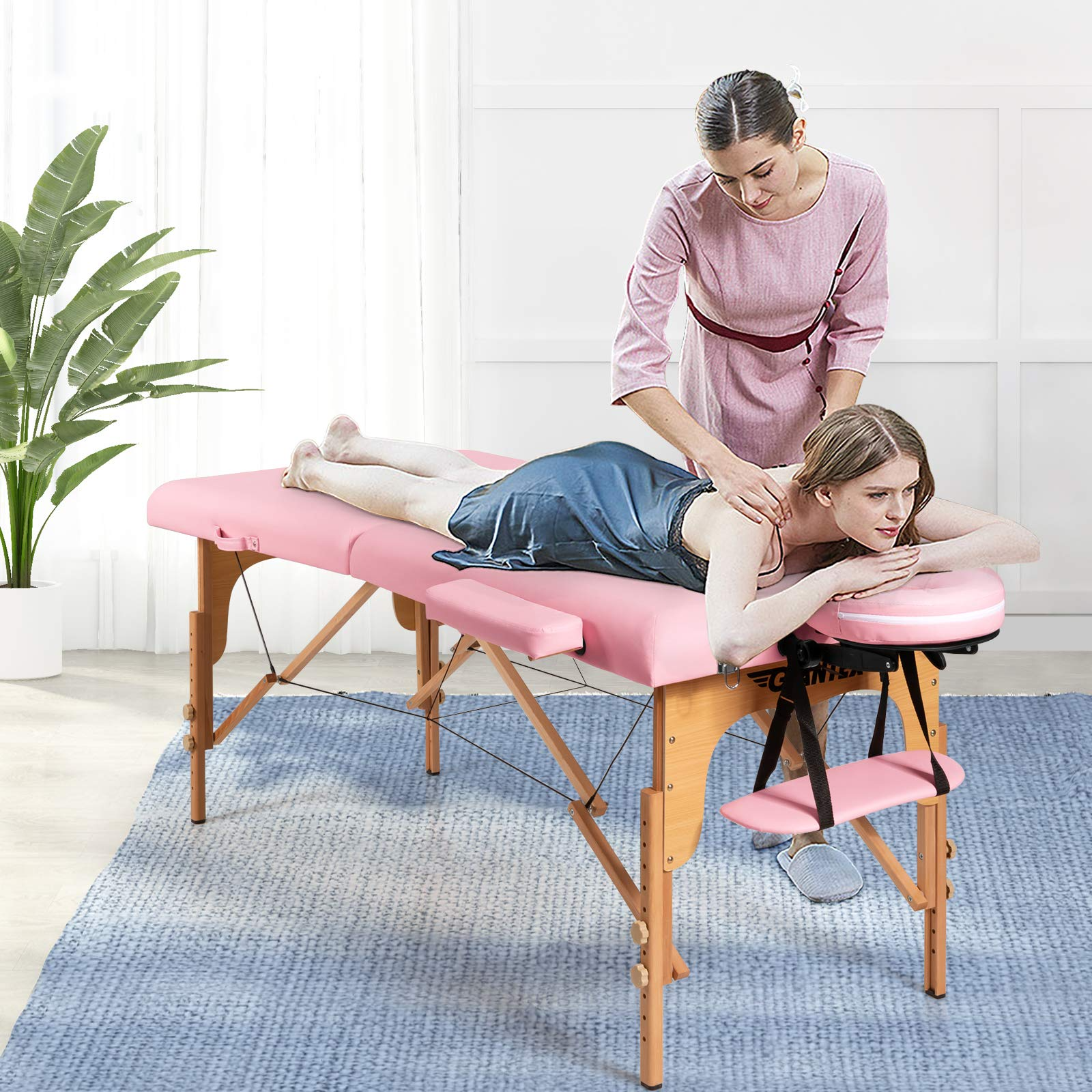 KOMFOTT Portable Massage Bed Height Adjustable with Carry Case & Face Cradle