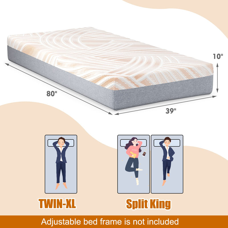 KOMFOTT 10 Inch Adjustable Bed Mattress Twin XL, 3D Transformable Cutting Mattress