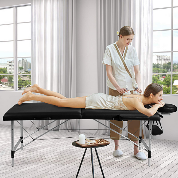 84" Massage Table Professional Portable Lash Bed, 2 Folding Lightweight Massage Bed, Aluminum Frame & Height Adjustable