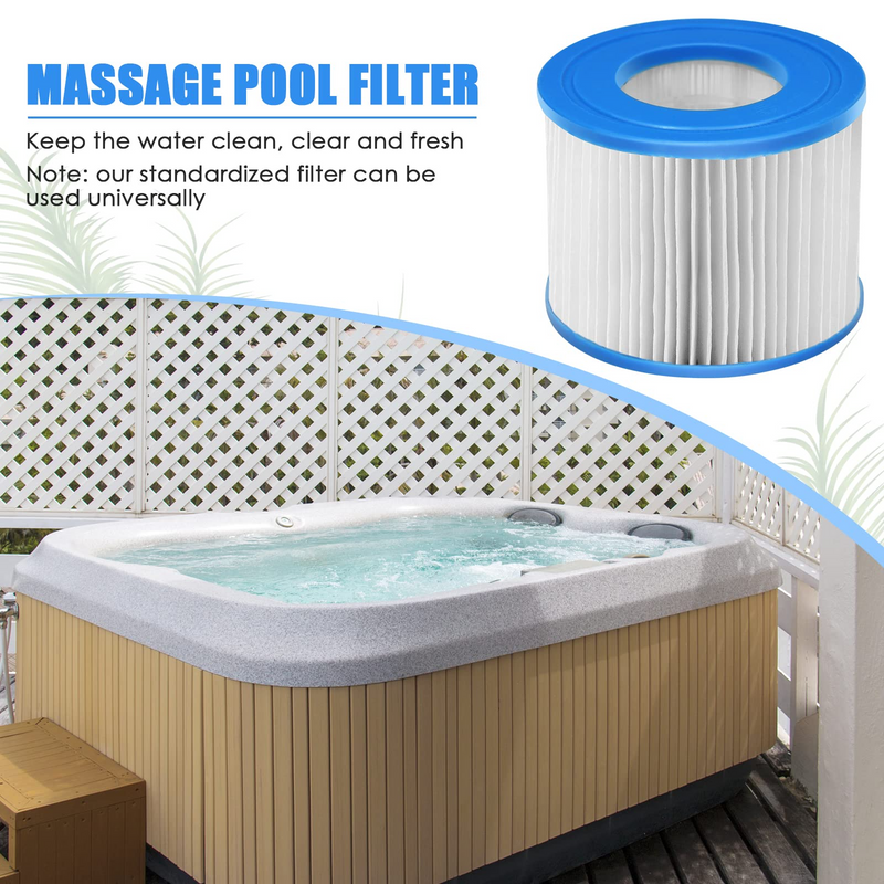 6 Pack Spa Filter Cartridge Compatible & Most Hot Tub, Massage Pool, Inflatable Pool, Swimming Pool (6, 4” x 4" x 3")