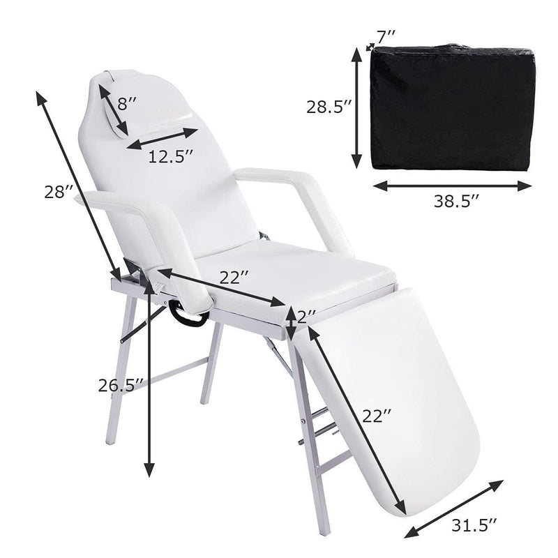 73" Portable Tattoo Parlor Spa Salon Facial Bed Beauty Massage Table Chair