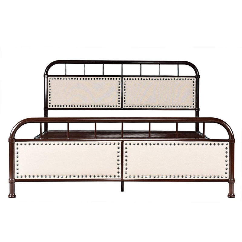 Metal Bed Frame, Full Size Bed Platform with Comfortable Upholstered Headboard and Footboard