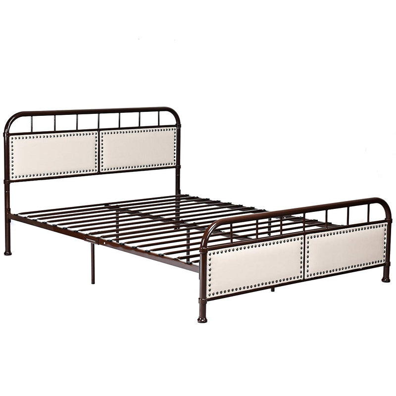 Queen Size Metal Bed Frame, Vintage Metal Platform Bed