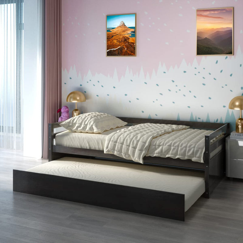 KOMFOTT Twin Size Wooden Daybed with Trundle Bed Set