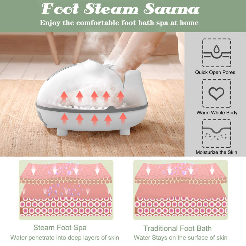 Steam Foot Sauna Massage Machine w/Pedicure Massage Rollers