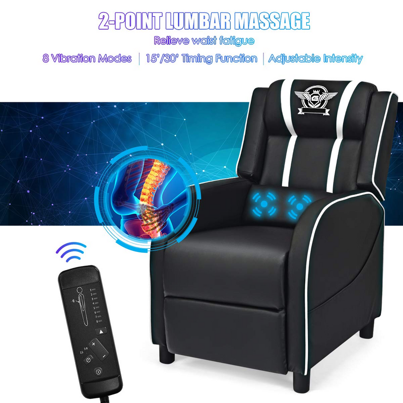 Komfott Recliner Chair, Single Recliner Sofa w/Cushion, Adjustable PU Leather Video Chair Home Theater Seat for Living & Recreation Room