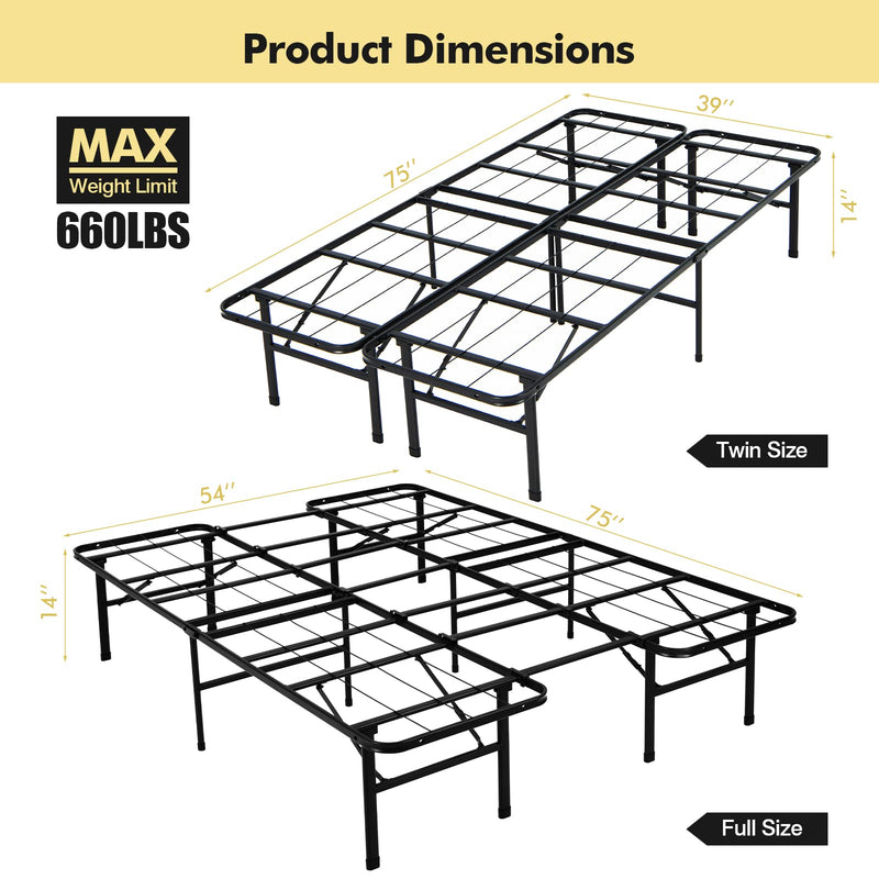 KOMFOTT 2-in-1 Foldable Guest Bed Base Mattress Foundation with 14-inch Clearance from Floor