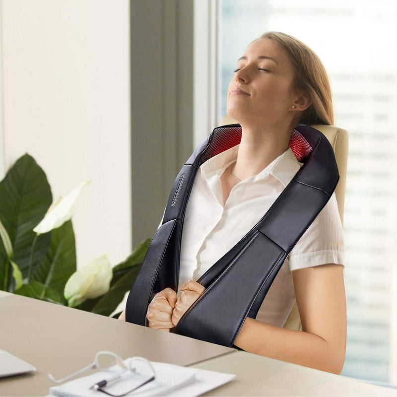Komfott Shiatsu Neck Back Massager with Heat, Electric 3D Kneading Massage Pillow for Neck