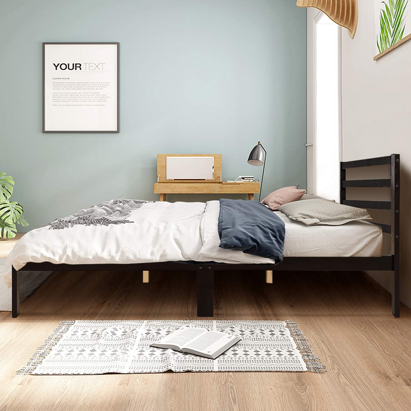 Modern Wood Platform Bed Frame w/ Headboard