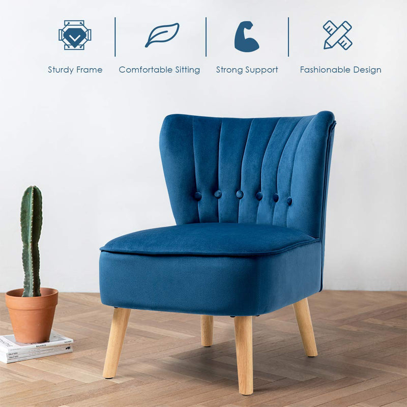 Modern Velvet Accent Chair | Small Upholstered Leisure Sofa Chair