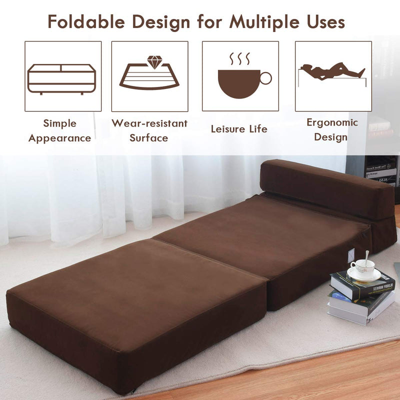 Folding Futon Modern Chaise Lounge | Convertible Sofa Bed