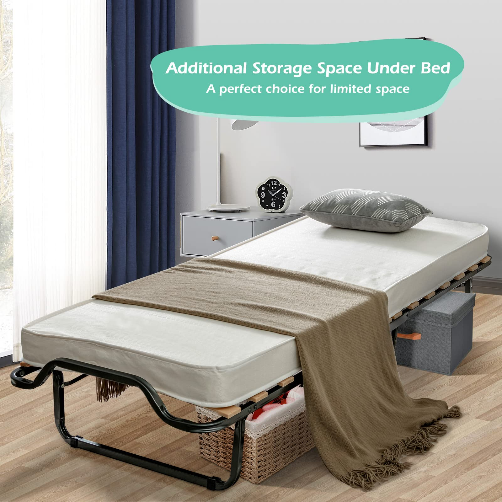 KOMFOTT Folding Bed with 4 Inch Mattress, Storage Cover and Memory Foam Mattress