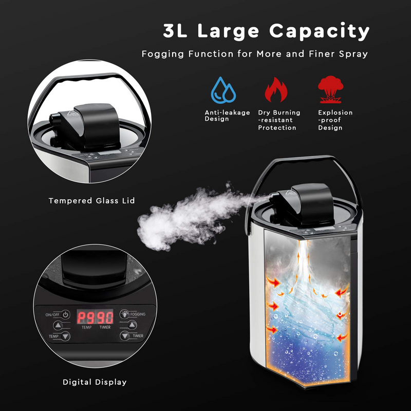 Portable 3L Therapeutic Steam Sauna with Blast-Proof Remote Control, 9-Level Adjustable Temperature & Timer