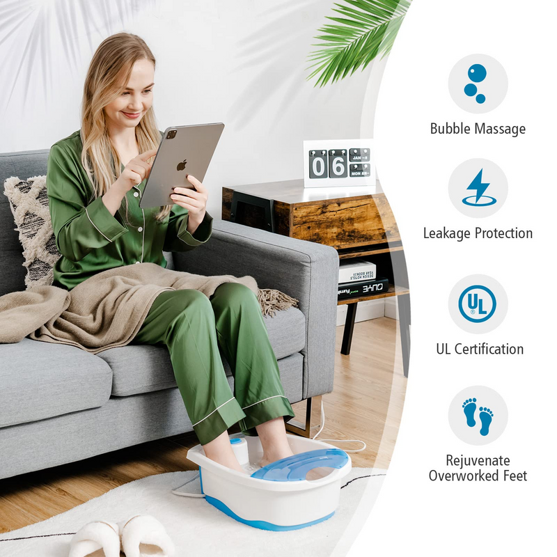 Portable Home Foot Spa Bath W/Smooth Bubble Massage