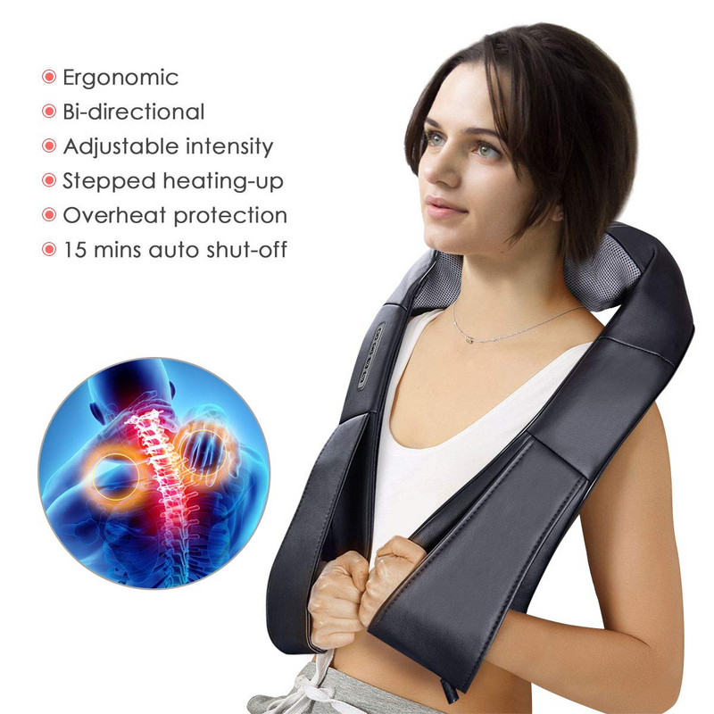Komfott Shiatsu Neck Back Massager with Heat, Electric 3D Kneading Massage Pillow for Neck