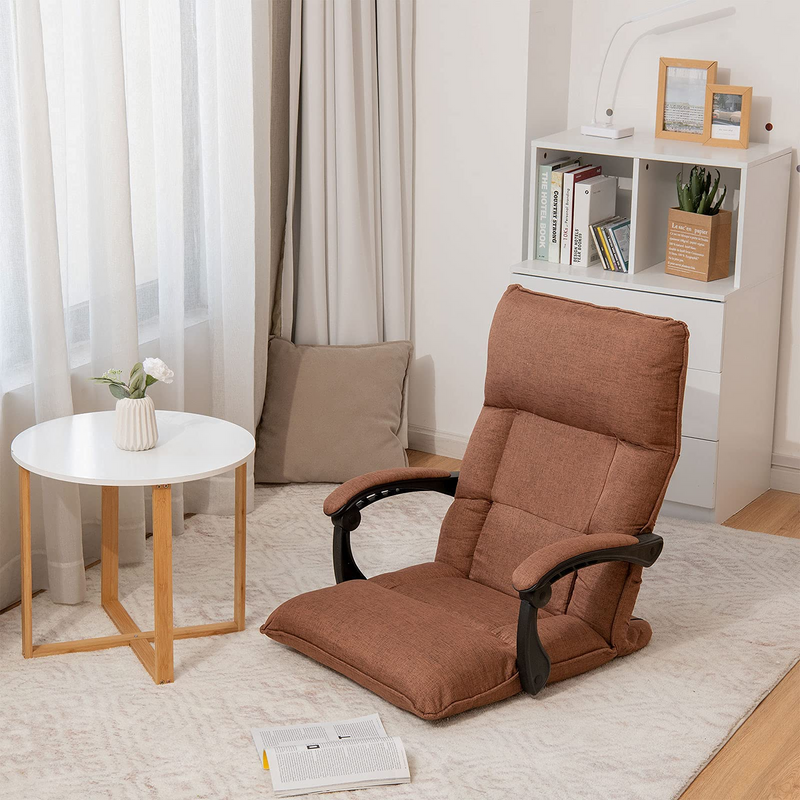 Adjustable Floor Chair Lazy Sofa Chair 14-Position Adjusting Backrest Headrest Waist Pillow