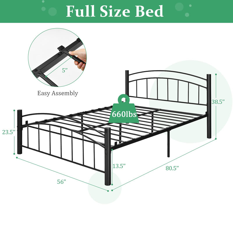 Metal Bed Frame, Modern Platform Bed with Headboard and Footboard