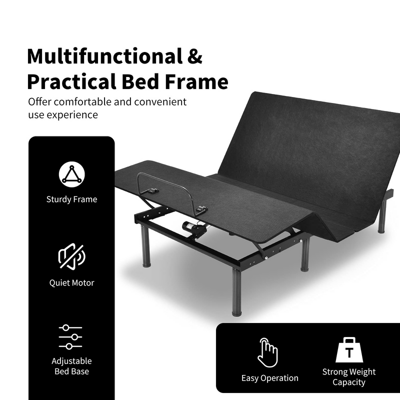 Komfott Adjustable Bed Base, Electric Adjustable Bed Frame w/ Wireless Remote