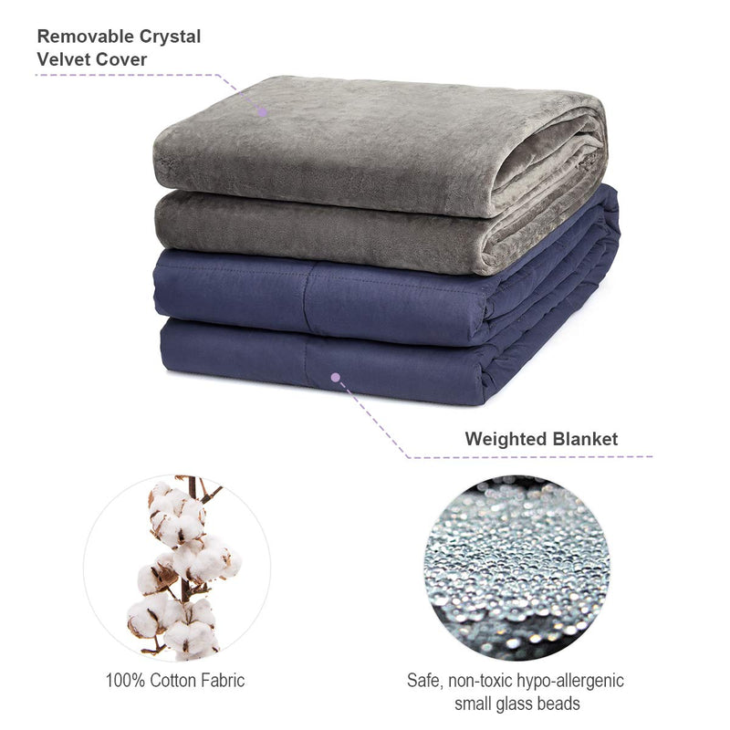 Weighted Blanket with Removable Cover, 15lbs |48''x72''| Twin Size