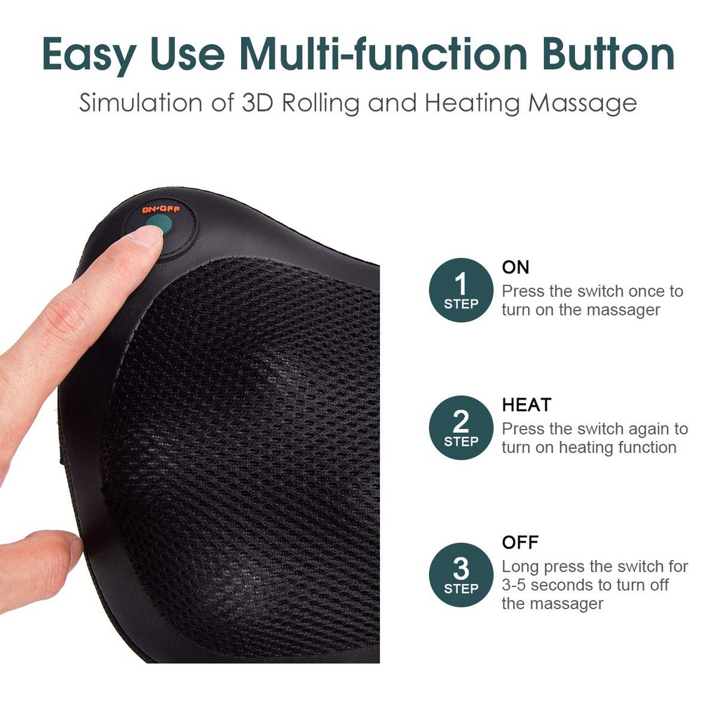 KOMFOTT Shiatsu Back Neck Massager with Heat, Kneading Massage Pillow for Muscle Pain Relief