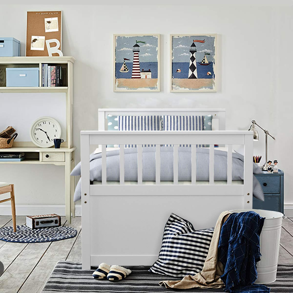KOMFOTT Twin Captain’s Bed with Trundle Bed, Wood Storage Daybed with 3 Storage Drawers