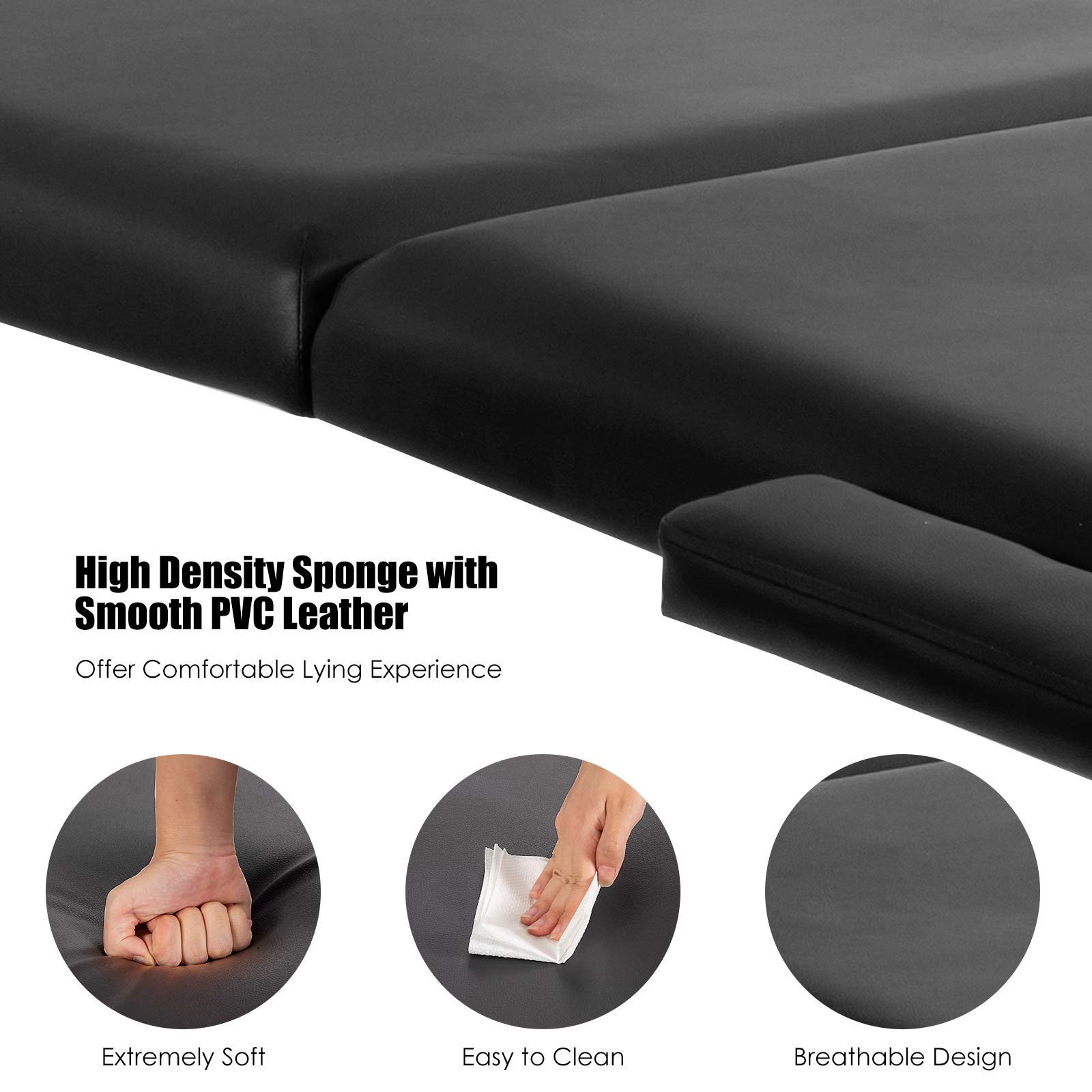 KOMFOTT Portable Massage Bed Height Adjustable with Carry Case & Face Cradle
