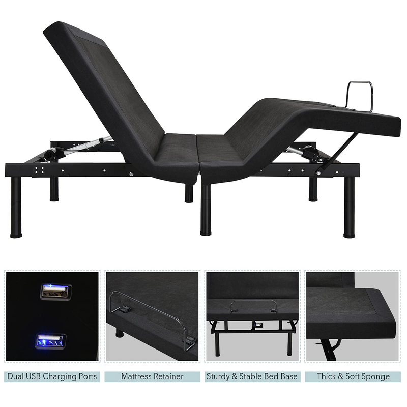 Komfott Adjustable Bed Base with Massage, Wireless Zero Gravity Bed Base Frame