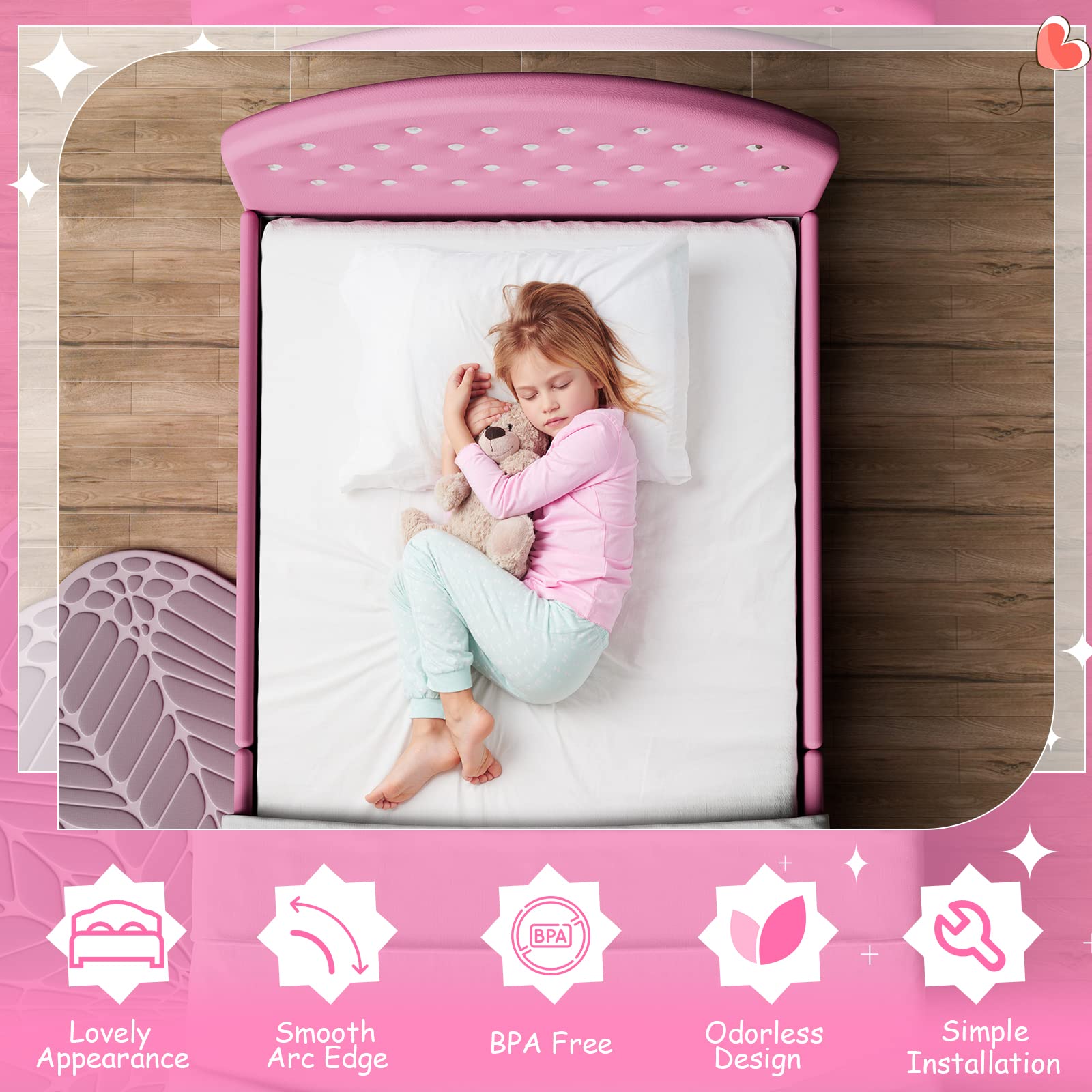 Girl Floor Bed, Twin Size Upholstered Bed Frame - KOMFOTT
