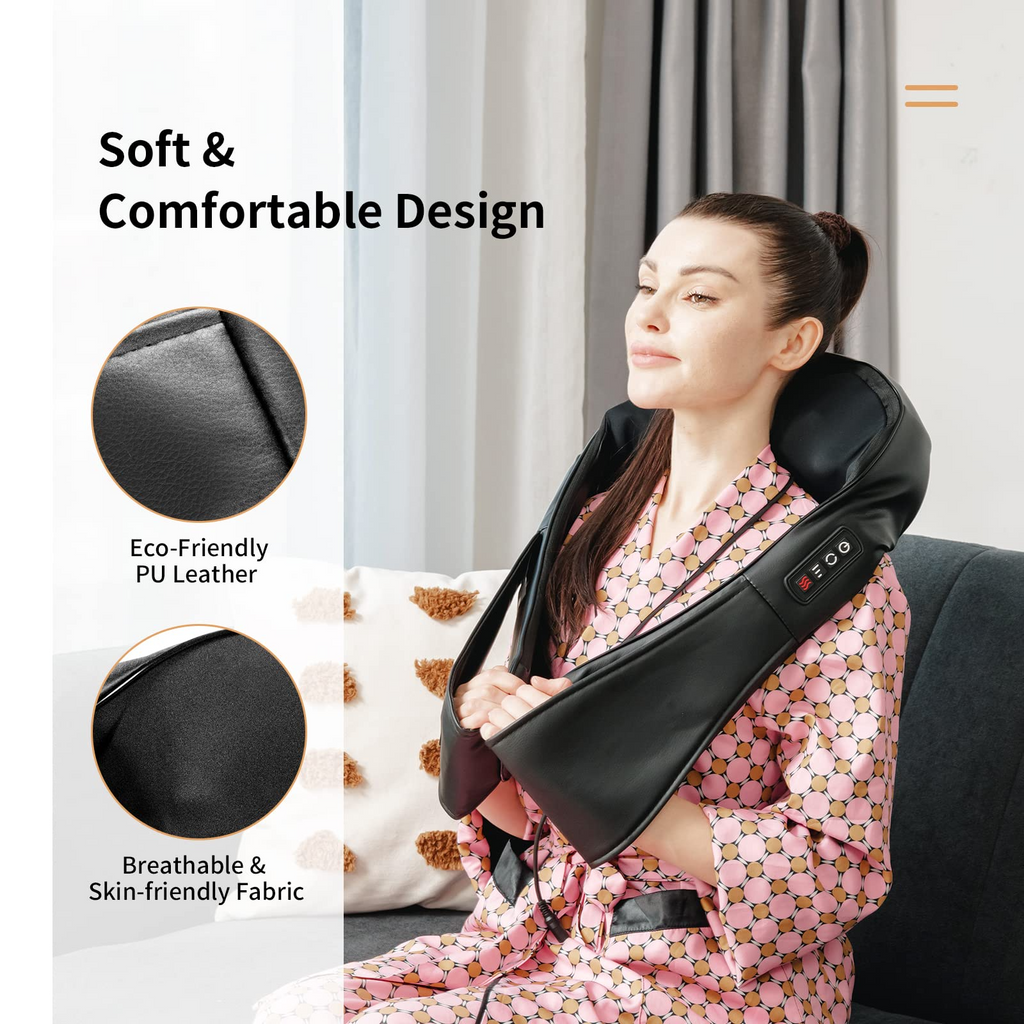 KOMFOTT Shiatsu Back Neck Massager with Heat, Kneading Massage Pillow for Muscle Pain Relief