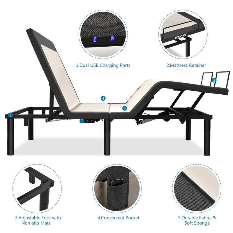 Komfott Adjustable Bed Base with Wireless Remote (Twin-XL) / (Queen)