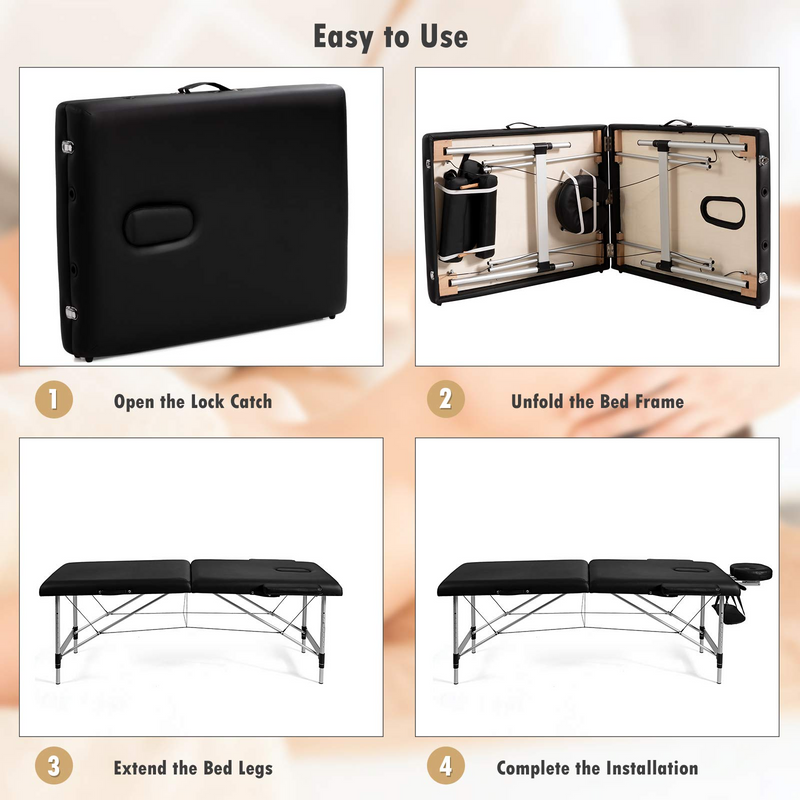 84inch Portable Folding Massage Bed Aluminium Frame & Height Adjustable