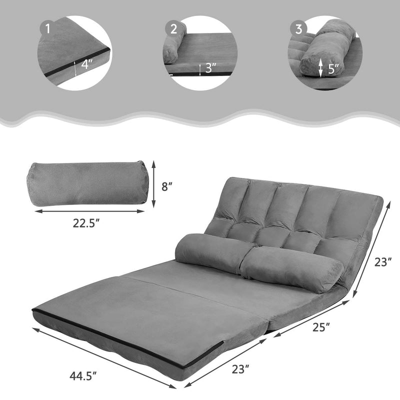 Various Colours Available 6-Position Adjustable Floor Sofa with 2 Pillows