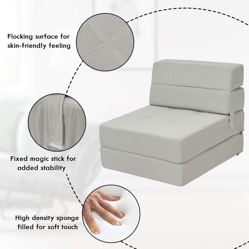 Folding Futon Modern Chaise Lounge | Convertible Sofa Bed
