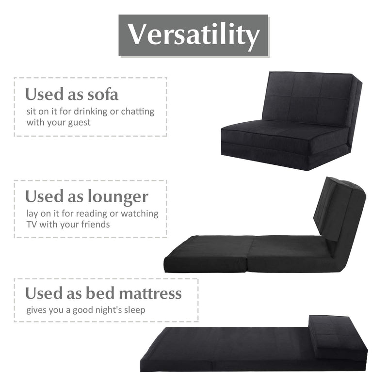 5-Position Adjustable Triple Fold Down Floor Sofa Bed