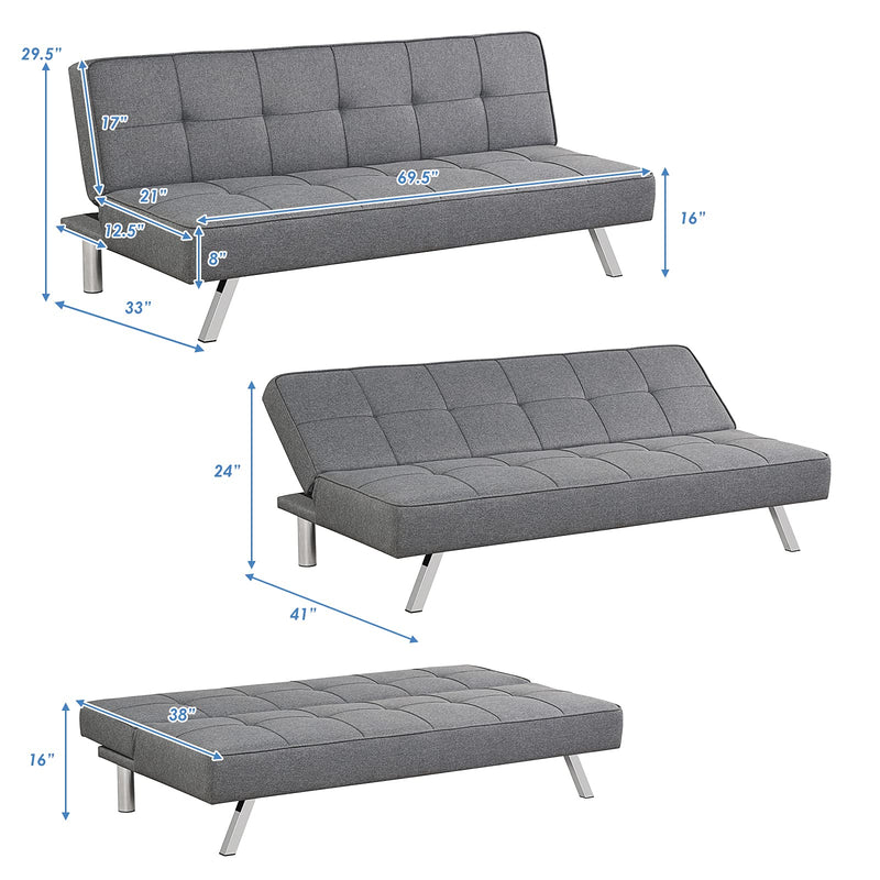 3 Seater Convertible Sofa Bed with 3 Variable Angles