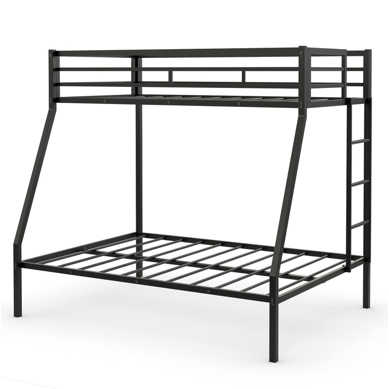 KOMFOTT Metal Bunk Bed Twin-Over-Full, Heavy Duty Metal Bed Frame with Safety Rail & Ladder
