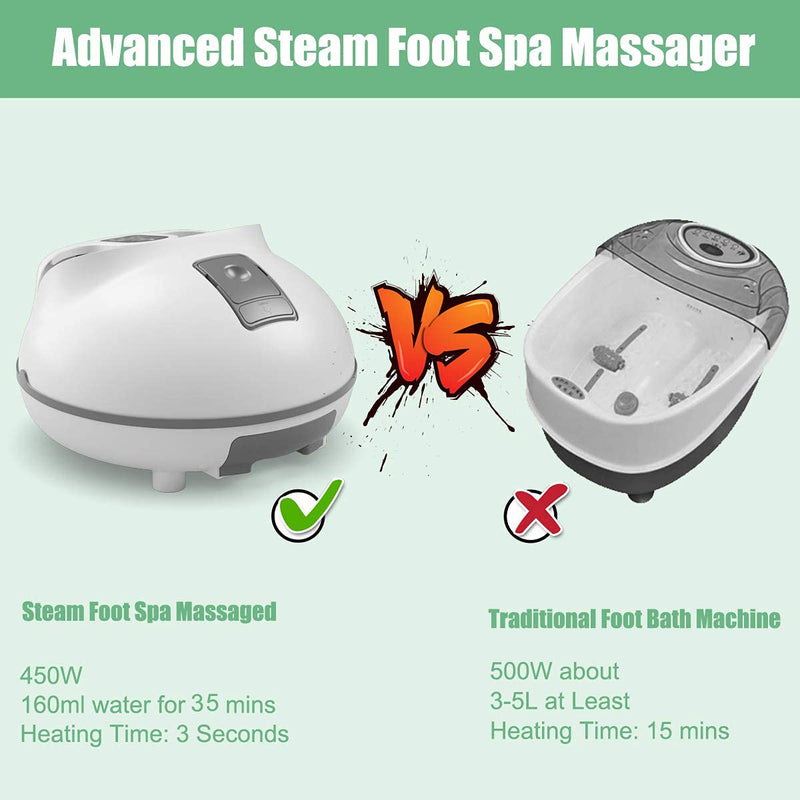 Steam Foot Sauna Massage Machine w/Pedicure Massage Rollers