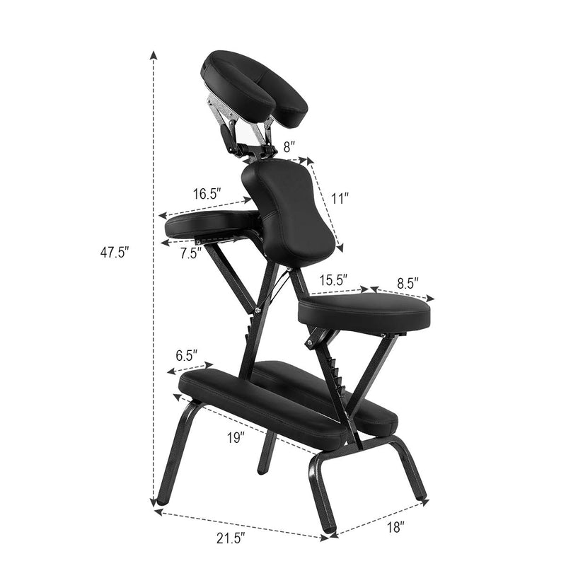 Komfott Portable Light Weight Massage Chair Travel Massage Tattoo Spa Chair w/Carrying Bag