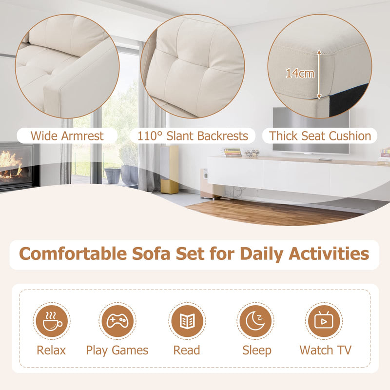 KOMFOTT Modular Sectional Sofa Couch, Reversible L-Shaped Corner Sofa Set with Ottoman