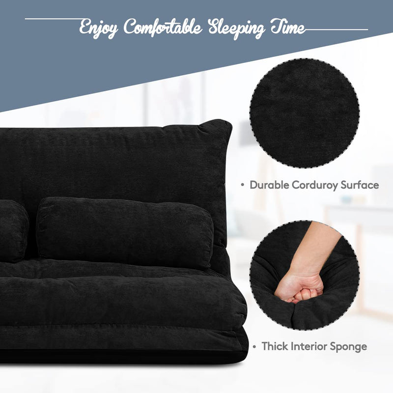 Adjustable Floor Sofa Bed with 2 Lumbar Pillows - Costway