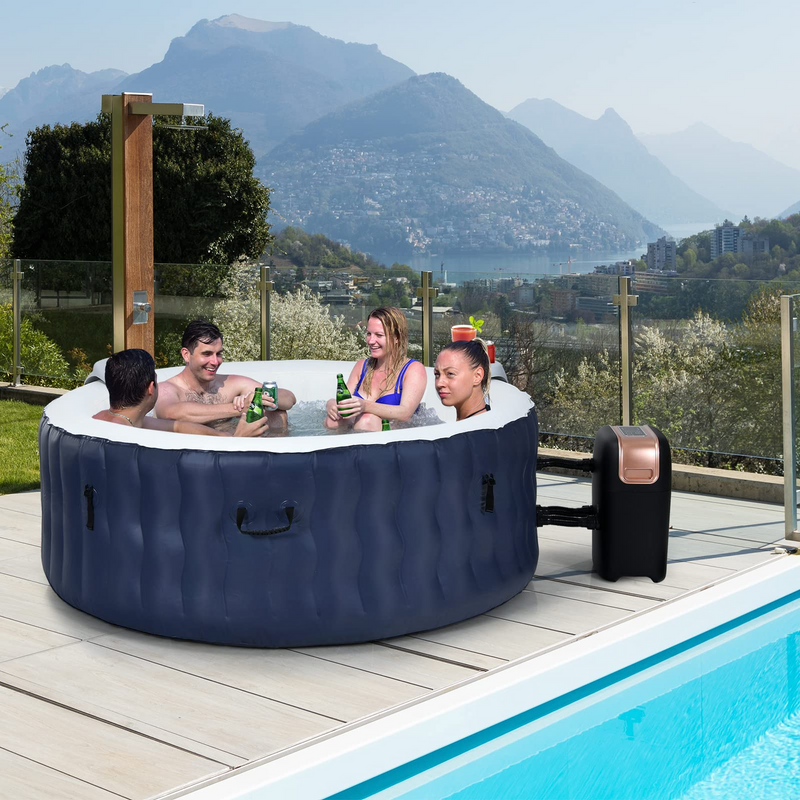 Komfott Hot Tub, 71” x 27” 4 Person Inflatable Hot Tub with 108 Bubble Jets, Air Pump, Filter Cartridge & Cover, Portable Outdoor Blow Up Spa